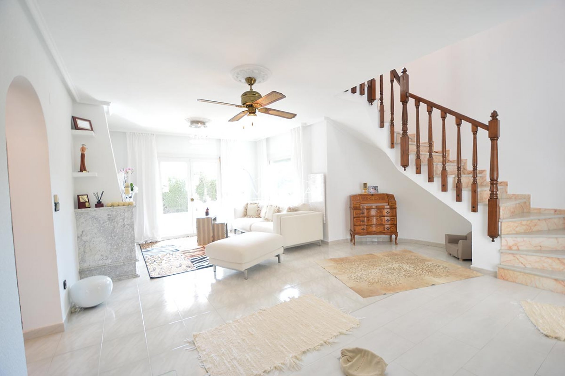 The living room with a fireplace