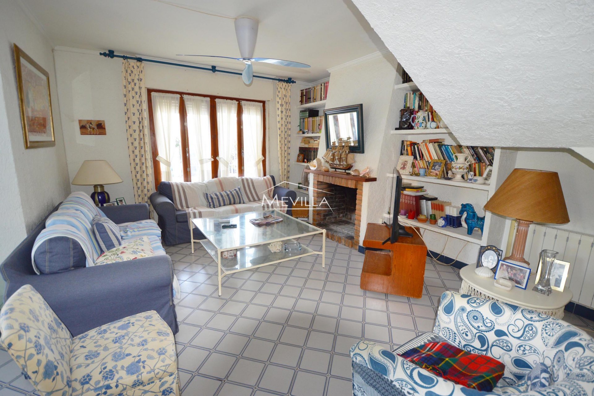 The living room with fireplace 