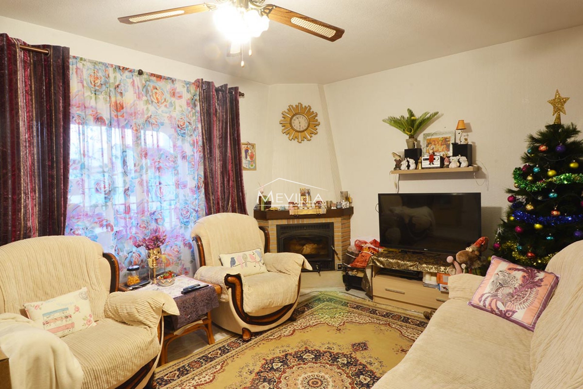 The living room with fireplace 