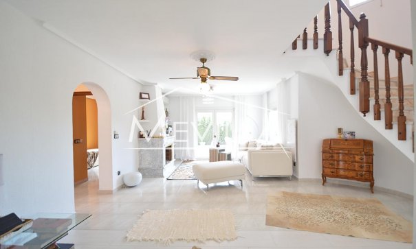 The living room with a fireplace